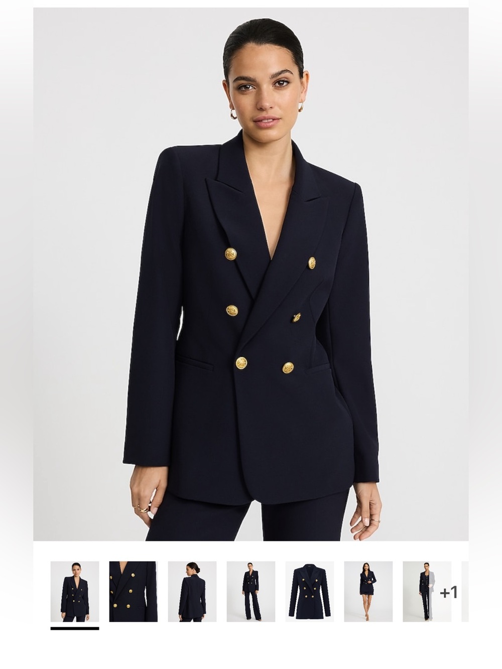Express Navy Double-Breasted Blazer with Gold Buttons